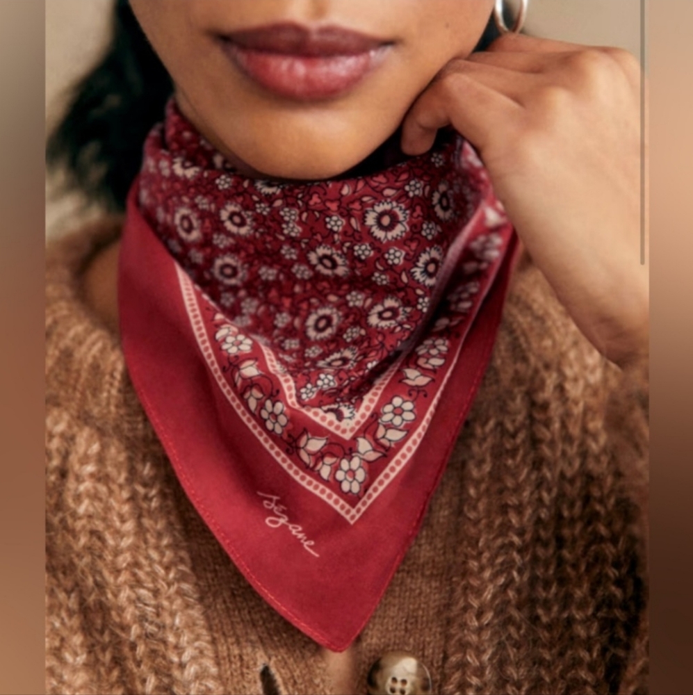 Sezane Red Floral Bandana